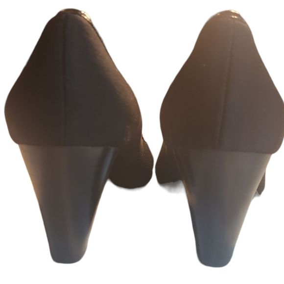 Naturalizer Shoes Heel Peep Toe Button Black Womens 6M - Picture 8 of 12